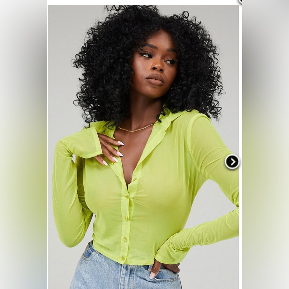 Mistress Rocks STATESIDE Lime Cropped Semi Sheer Shirt